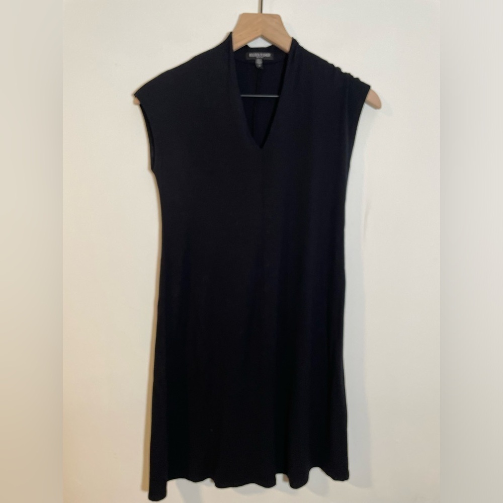 Eileen Fisher Black Jersey Sleeveless Sheath Dress Size PP Classic Minimalist